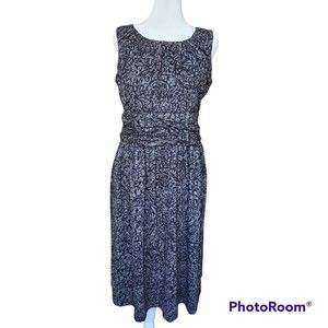 Women's Coldwater Creek Short Sleeve Pleated Round Neck Black/Grey Dress Size 10